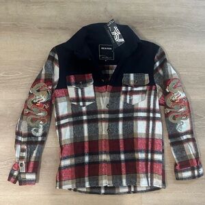 Reason Multicolor Plaid Shirt with Dragon Design